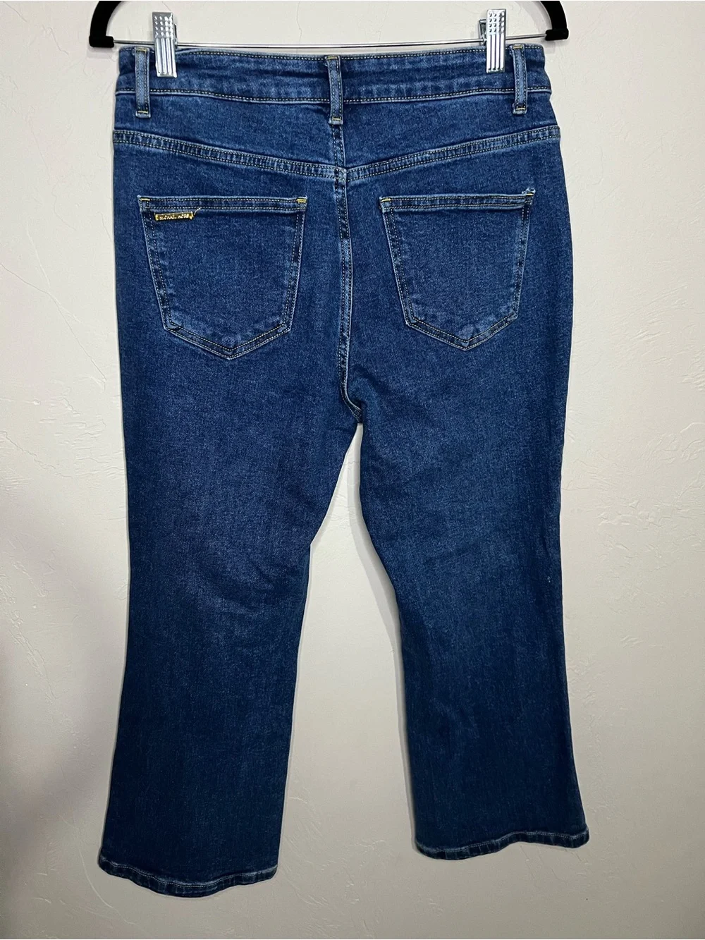 Michael Kors High Rise Front Patch Pocket Cropped Sailor Flare Jeans